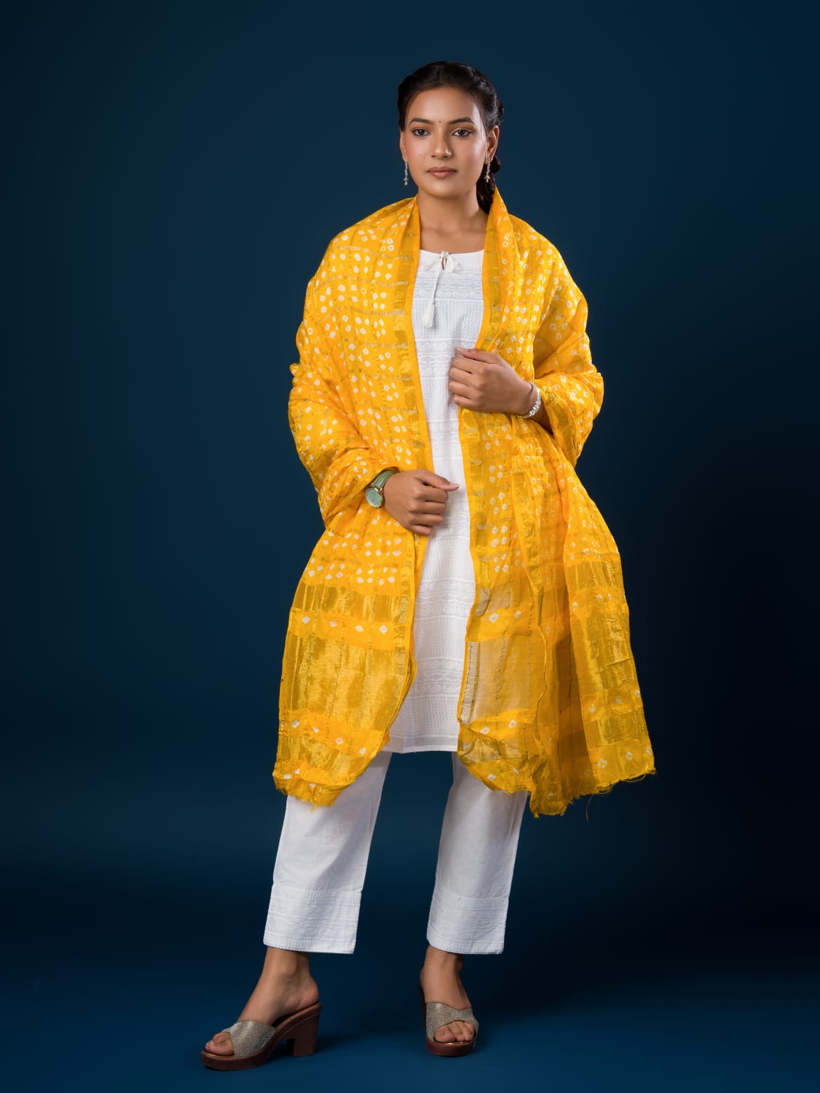 KcPc Ghatchola Bandhej silk Dupattas Yellow