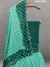 Bandhani Design Cutdana work Lehenga in green colour