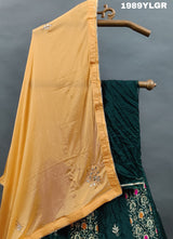 Upada Silk Katdana Gotapatti Work Lehenga in green colour