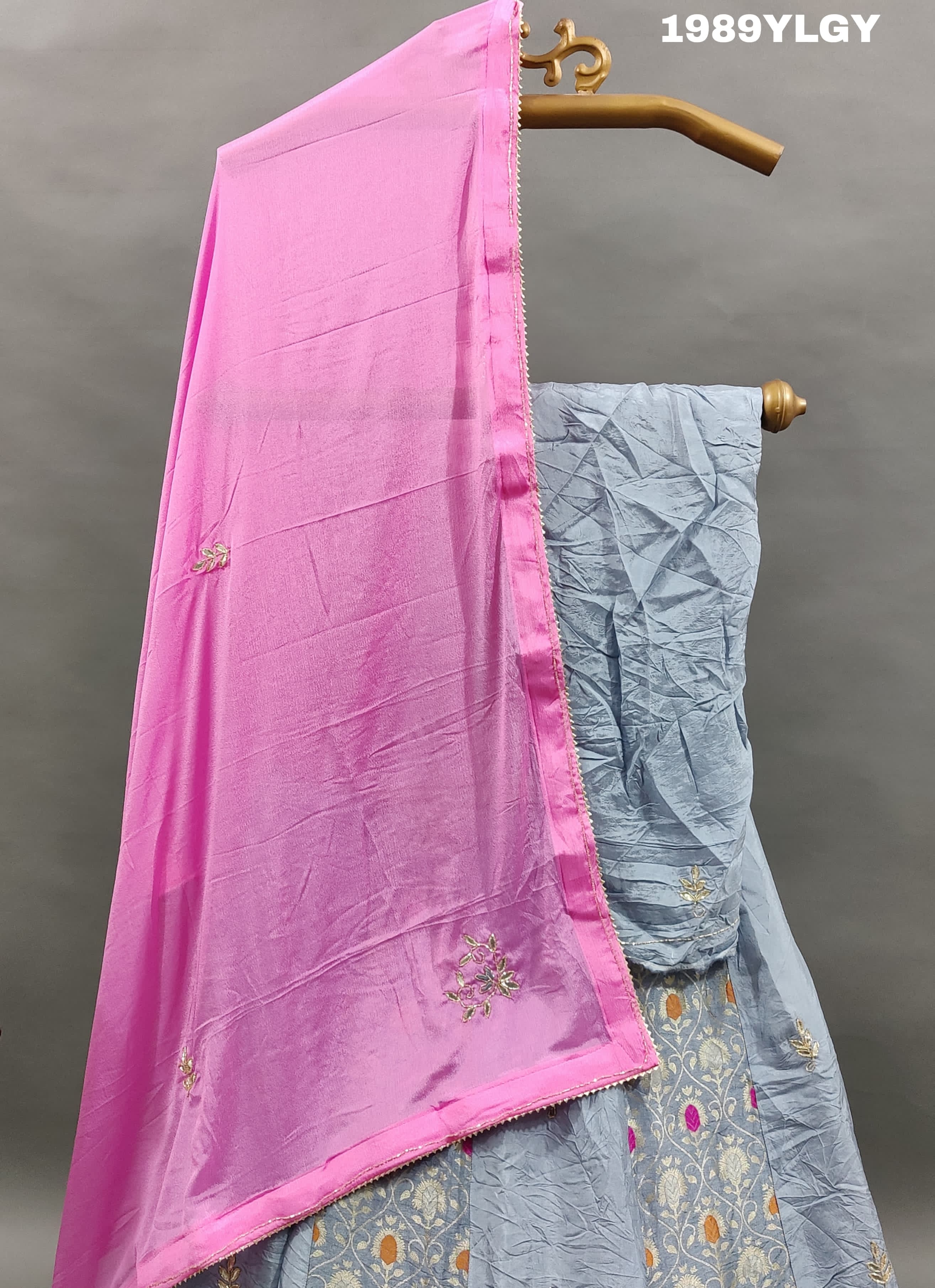 Upada Silk Katdana Gotapatti Work Lehenga Set in ice blue colour