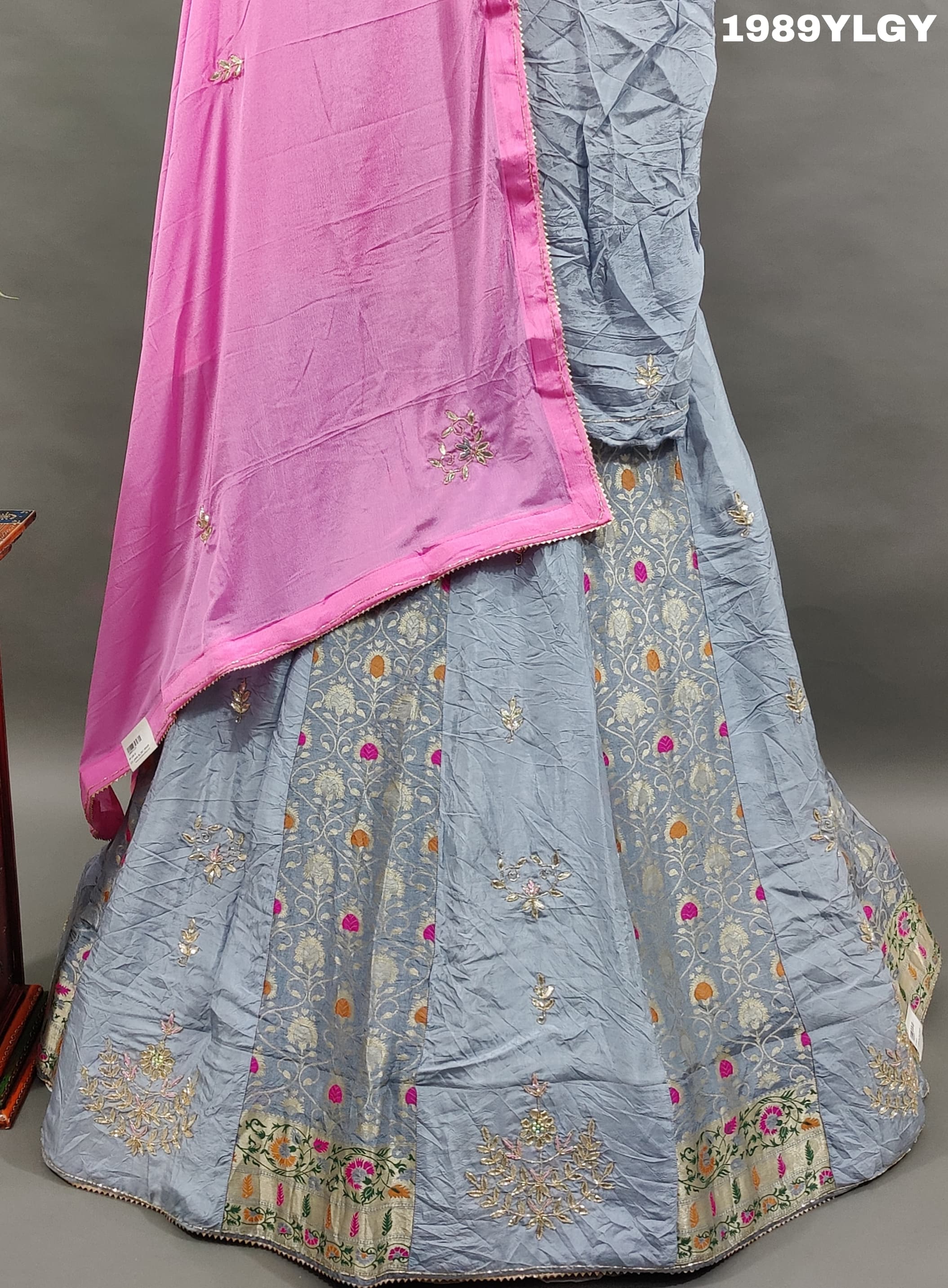 Upada Silk Katdana Gotapatti Work Lehenga Set in ice blue colour