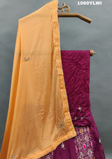 A wine-coloredUpada Silk Katdana Gotapatti Work Lehenga