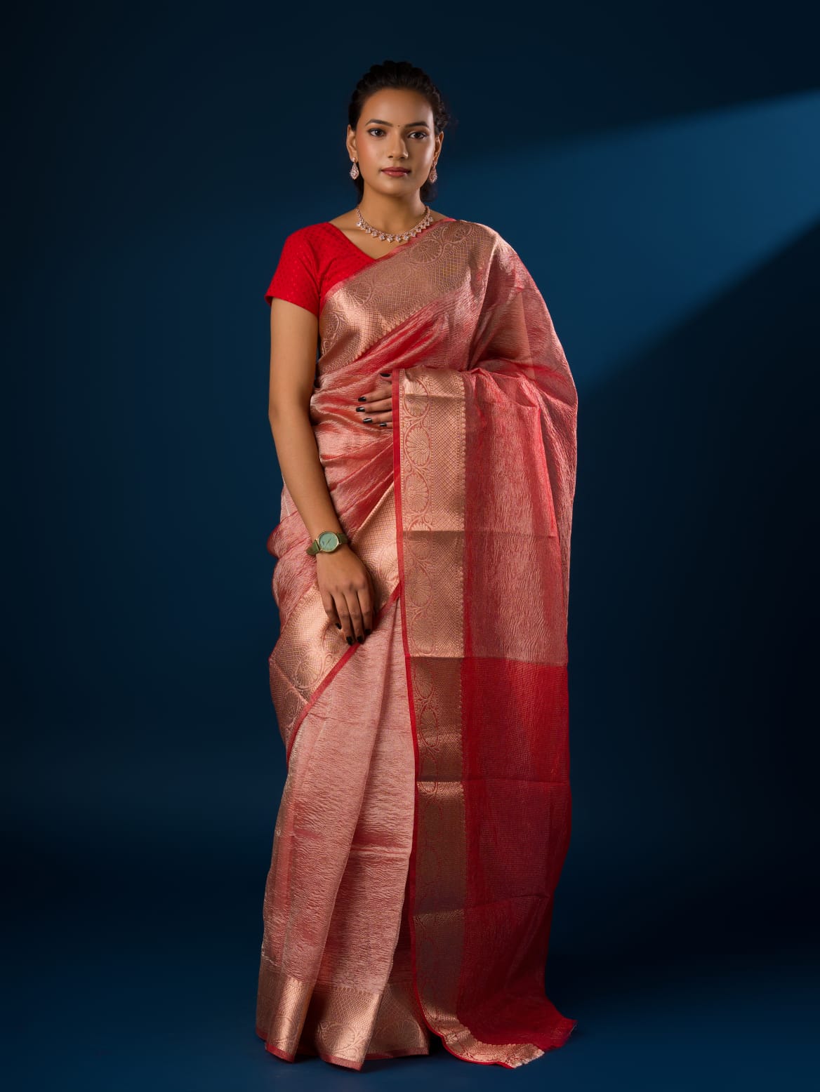 KcPc Latest Pure Tissue Silk Banarasi Handloom Zari Border saree INA