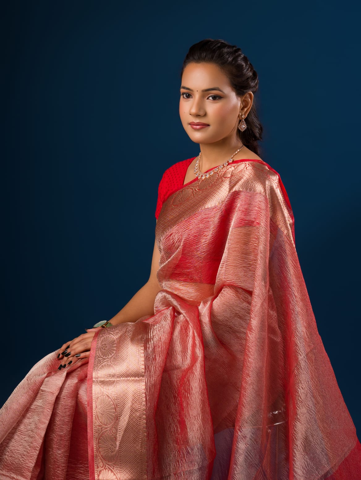 KcPc Latest Pure Tissue Silk Banarasi Handloom Zari Border saree INA