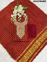KcPc New Art Silk Bandhani Gharchola With Gota patti Stone Work Suit KML