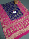 KcPc New Pure Georgette Banarasi Bandhani Dupatta Royal Blue Pink