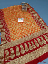 KcPc New Pure Georgette Banarasi Bandhani Dupatta Mehroon