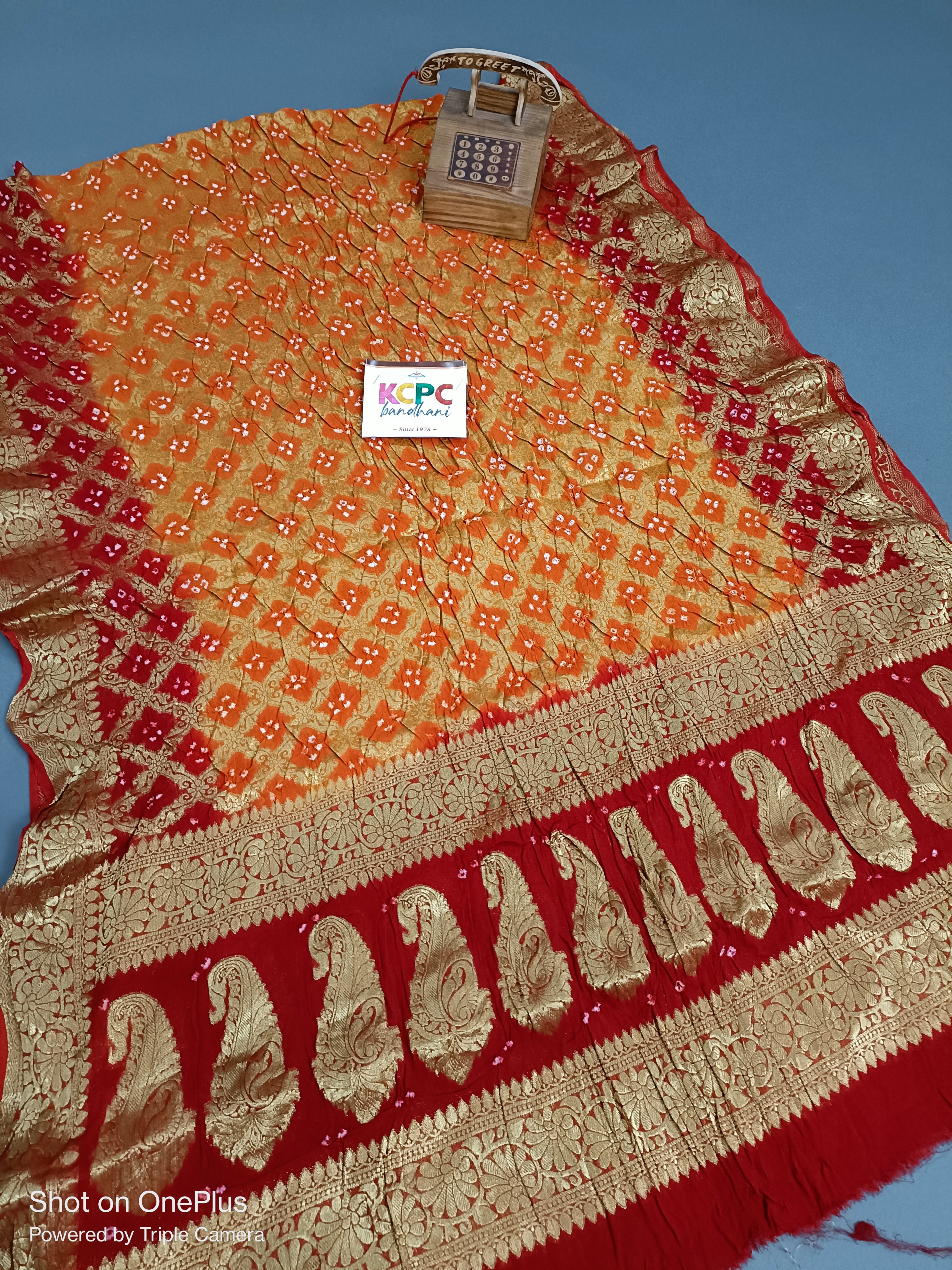 KcPc New Pure Georgette Banarasi Bandhani Dupatta Mehroon