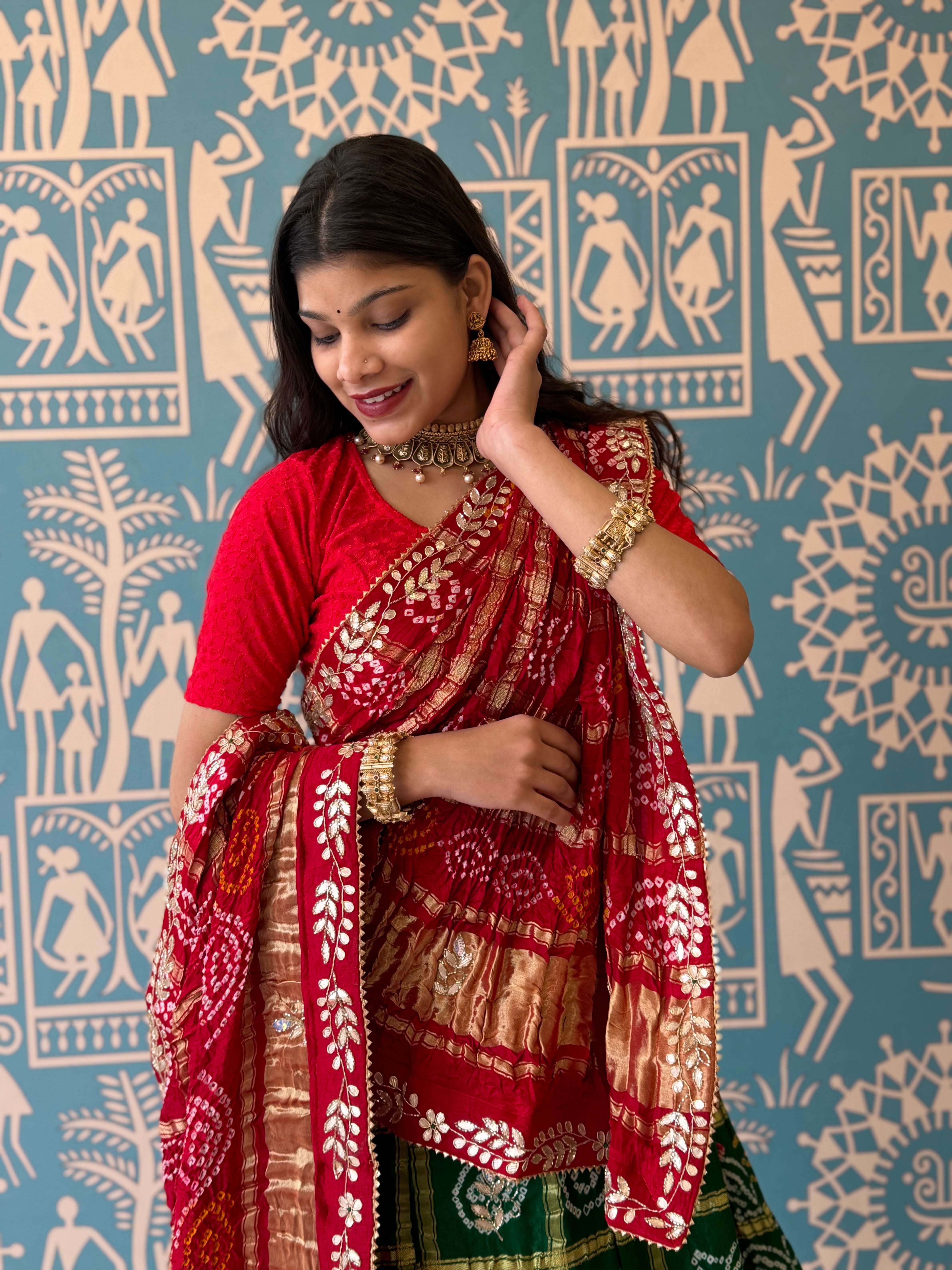 KcPc New Gaji silk bandhani Style With GotaPatti work Lehanga BTU