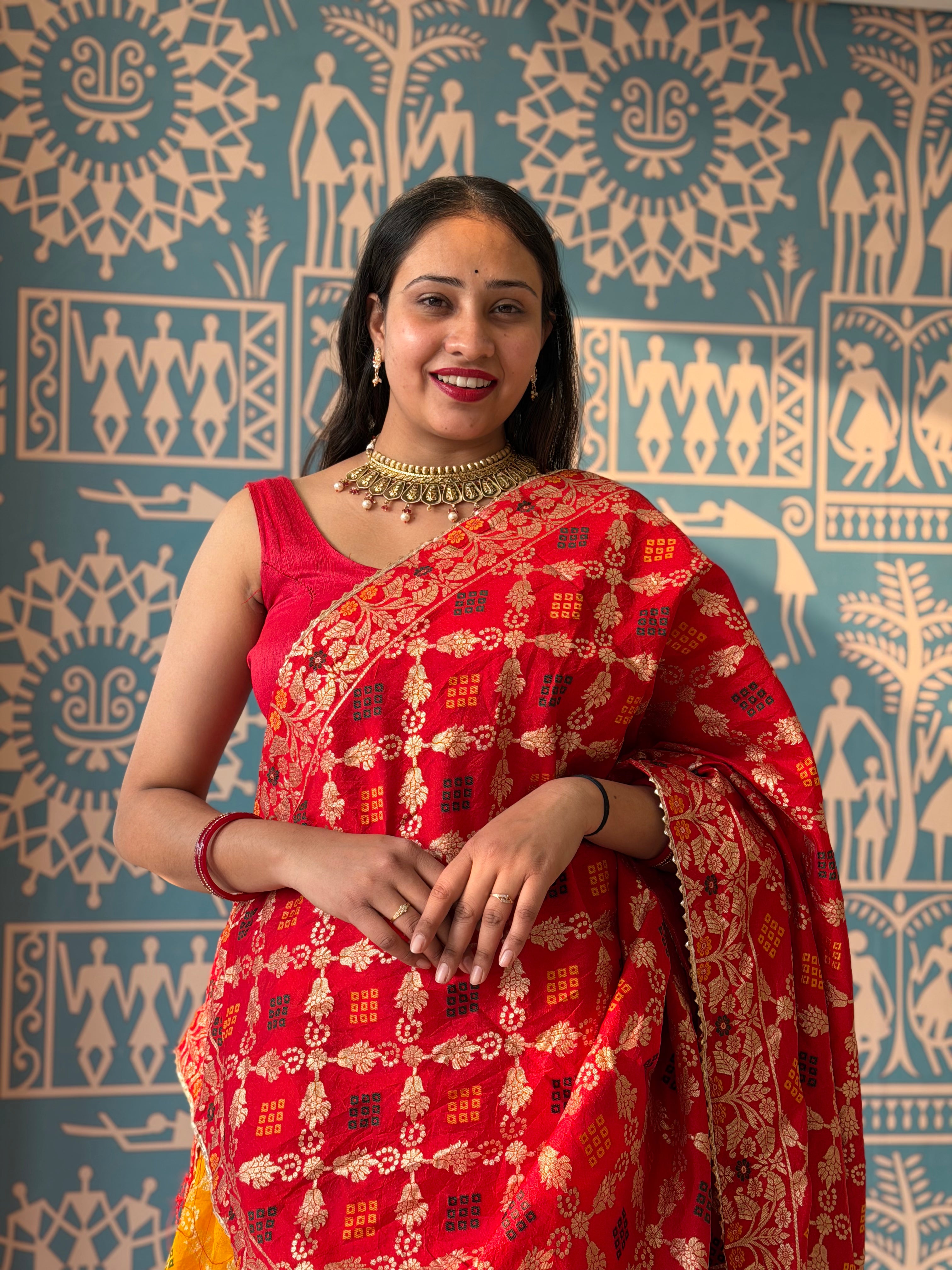 Buy Dola Silk Banarasi Meenakari Lehenga chunni Set Kcpc