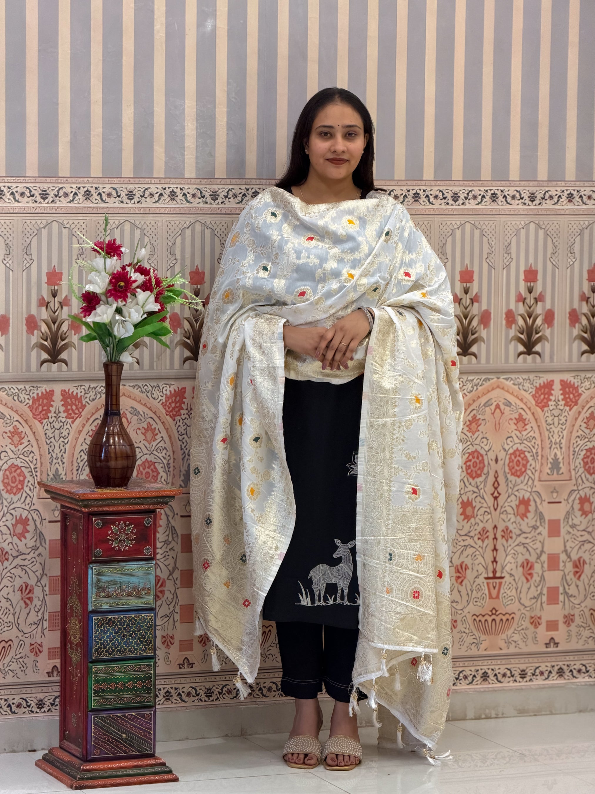 Buy Traditional Banarasi Style Dola Silk Dupatta Kcpc