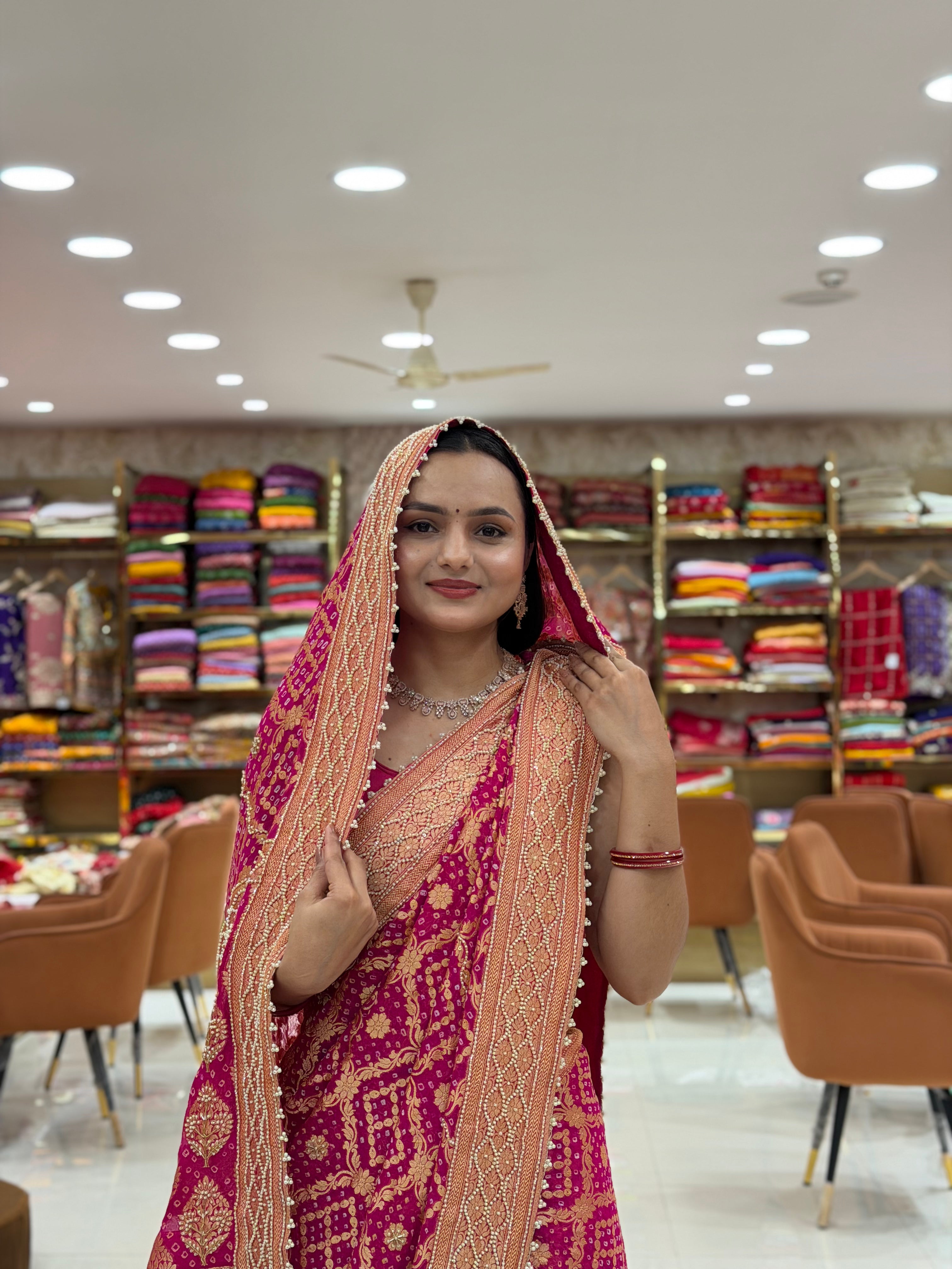 Kcpc New Premium Bandhani Style Khaddi Georgette Saree for Traditional WearRGC