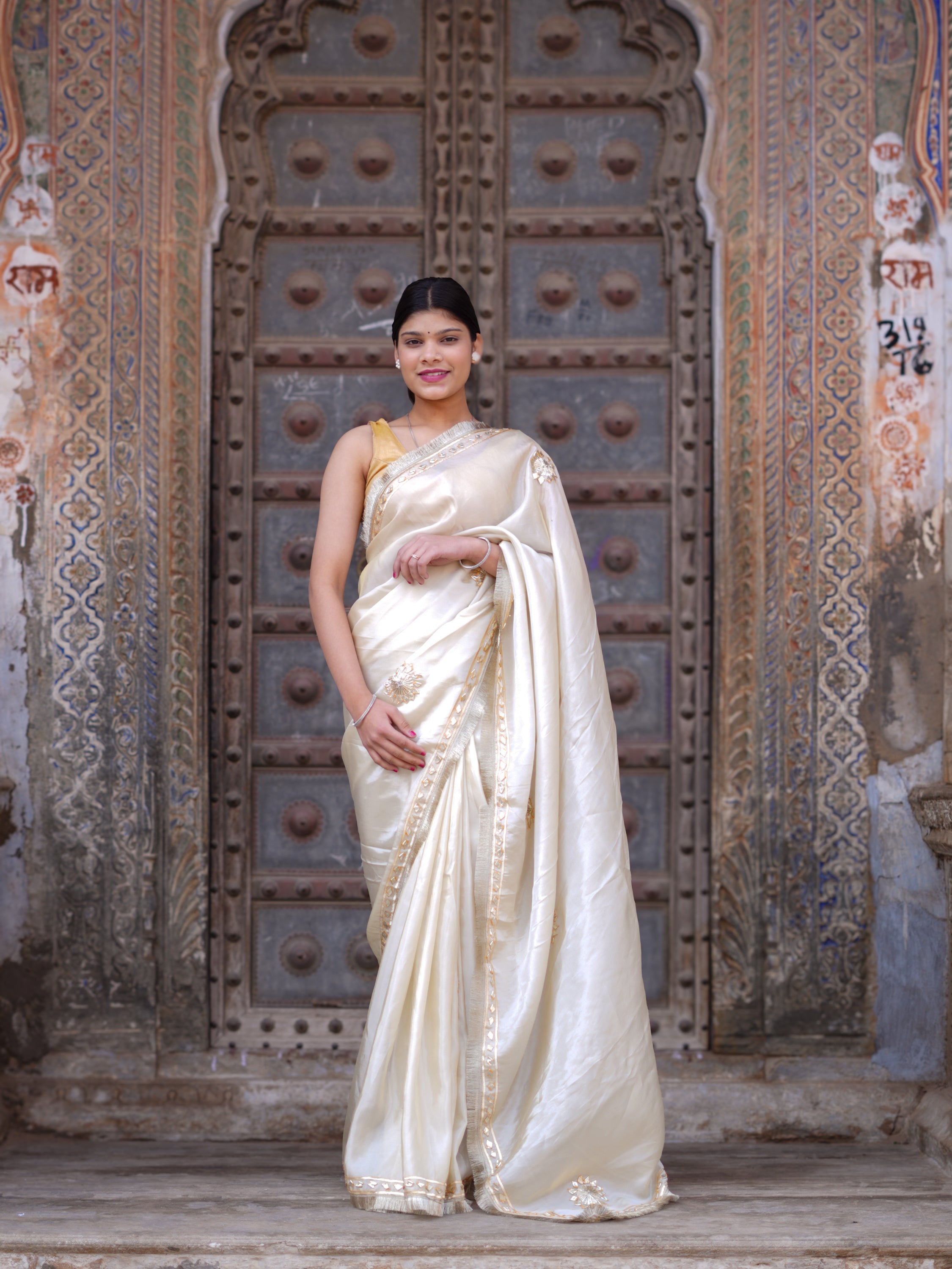 KcPc New Designer Cosmos Tissue Saree with Elegant Gotapatti WorkAMT