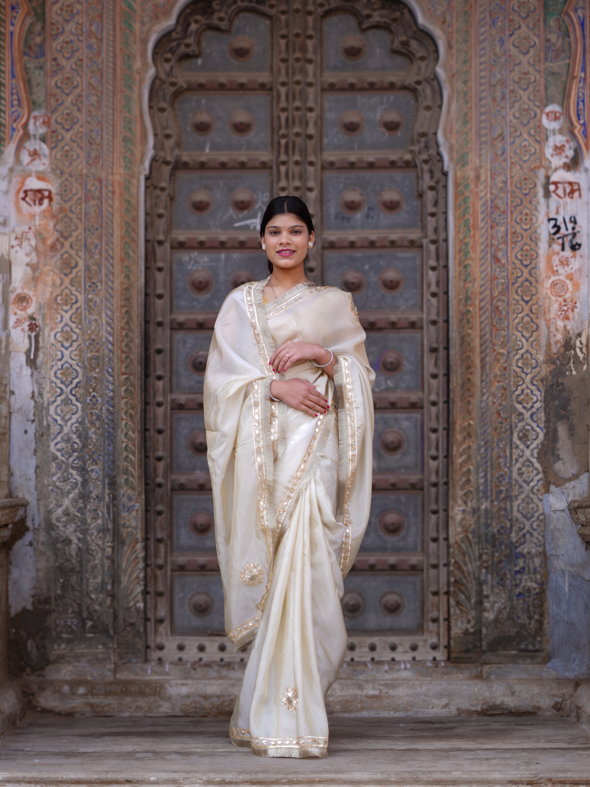 KcPc New Designer Cosmos Tissue Saree with Elegant Gotapatti WorkAMT