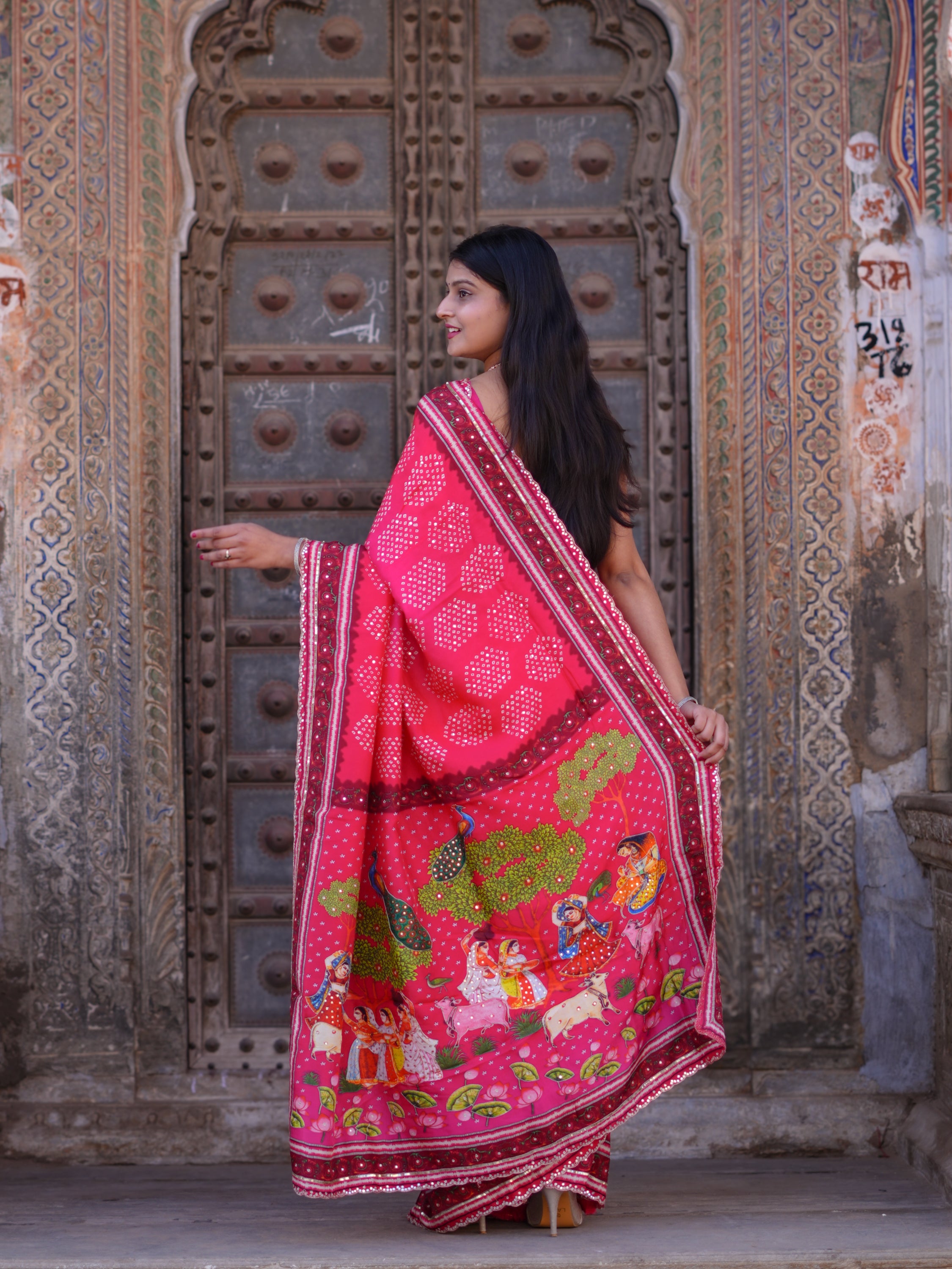 KcPc New Festive Upada Silk Saree Featuring Bandhani Pattern and Mirror DetailingSVD