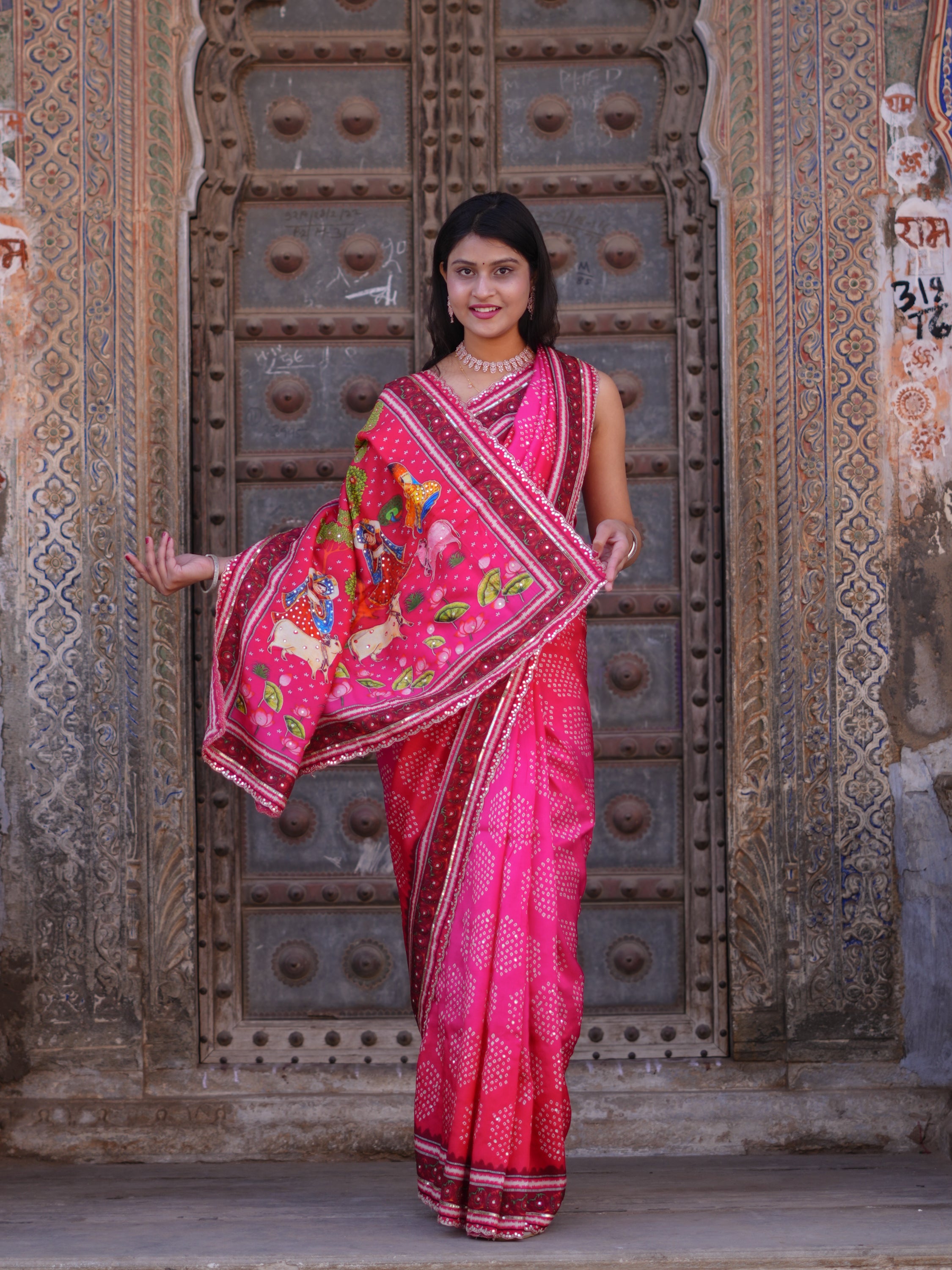 KcPc New Festive Upada Silk Saree Featuring Bandhani Pattern and Mirror DetailingSVD