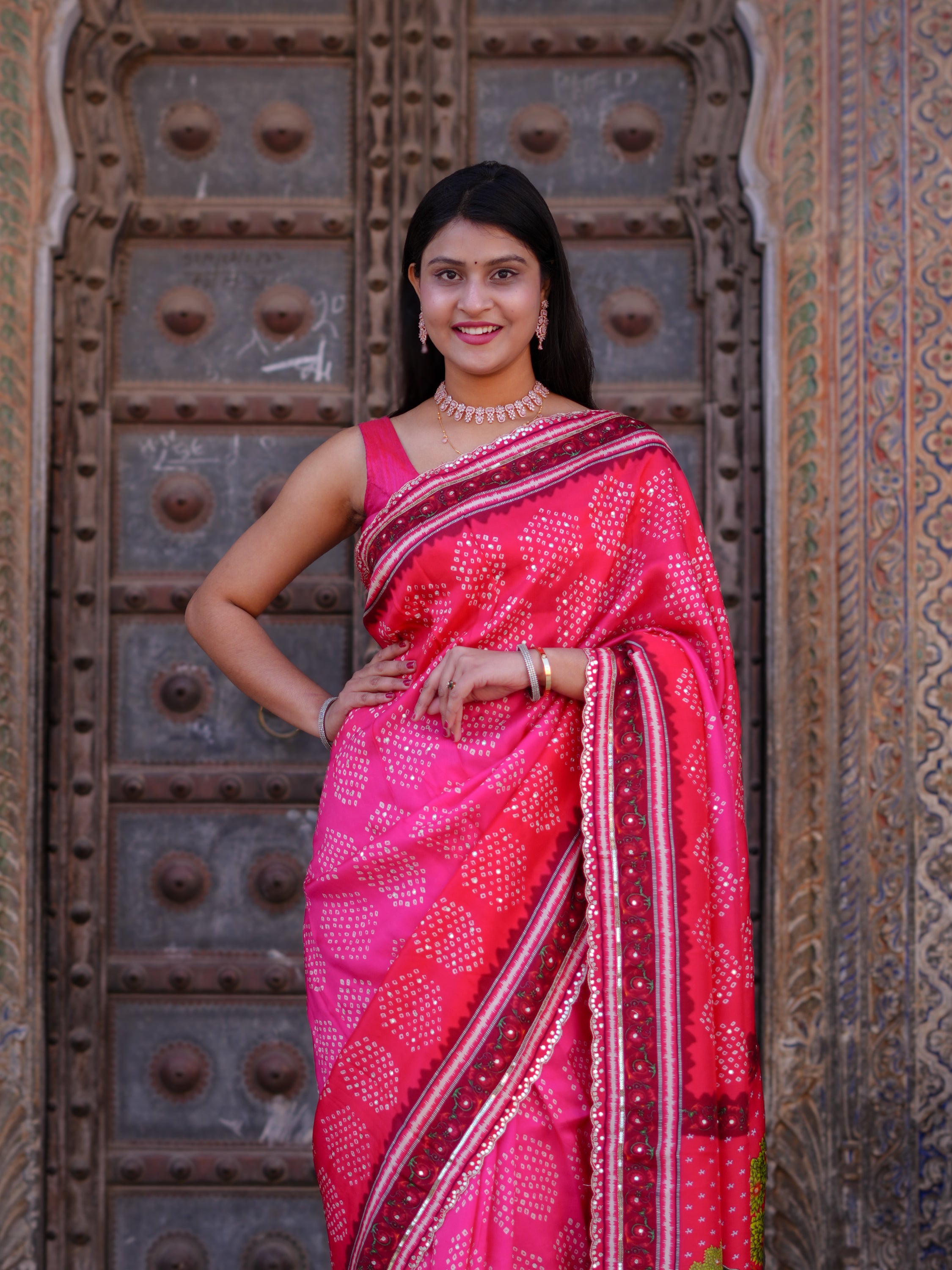 KcPc New Festive Upada Silk Saree Featuring Bandhani Pattern and Mirror DetailingSVD