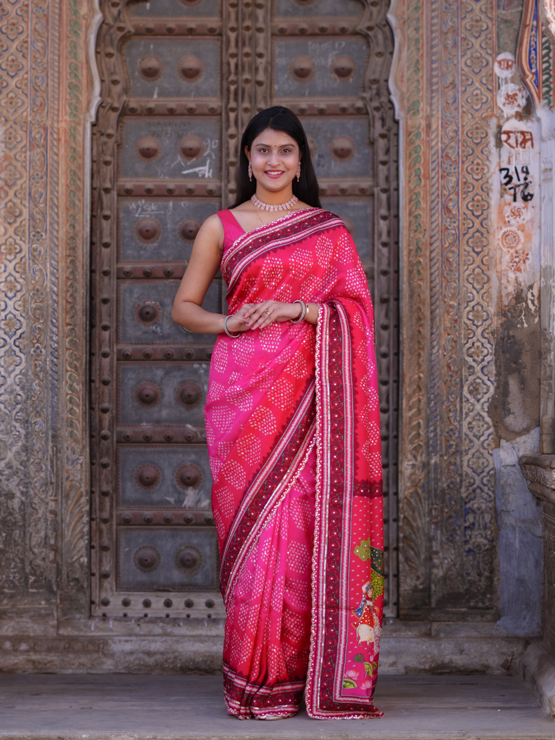 KcPc New Festive Upada Silk Saree Featuring Bandhani Pattern and Mirror DetailingSVD