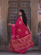 KcPc New Classic Satan Silk Bandhani Saree with Elegant Gotapatti Work GAN