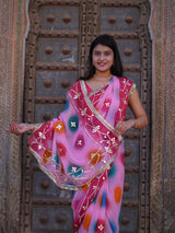 KcPc New Chiffon Traditional Saree with Beautiful Gotapatti Work MHS