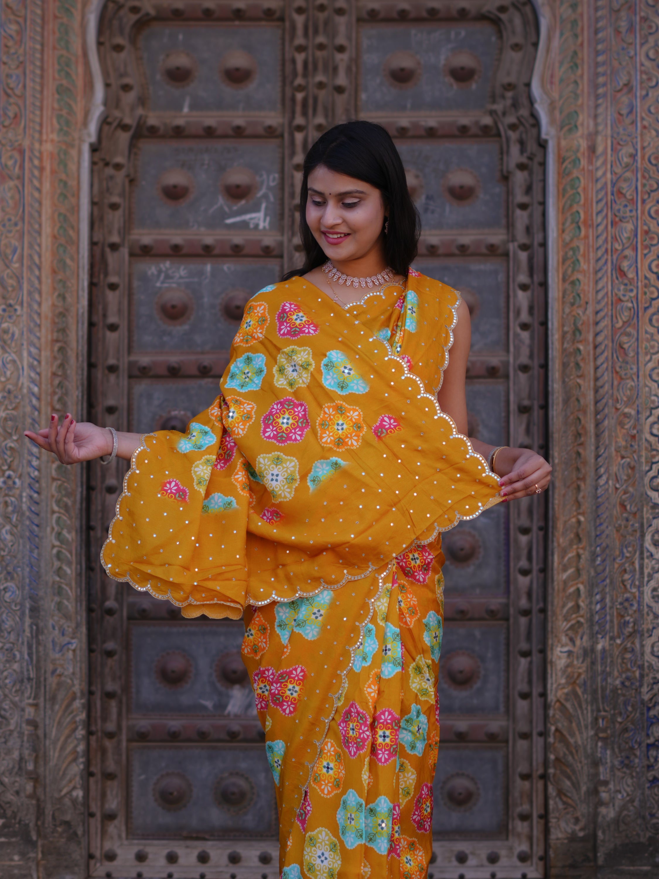 KcPc New Elegant Upada Silk Saree with Mirror Work Perfect for Festive CelebrationsSVD