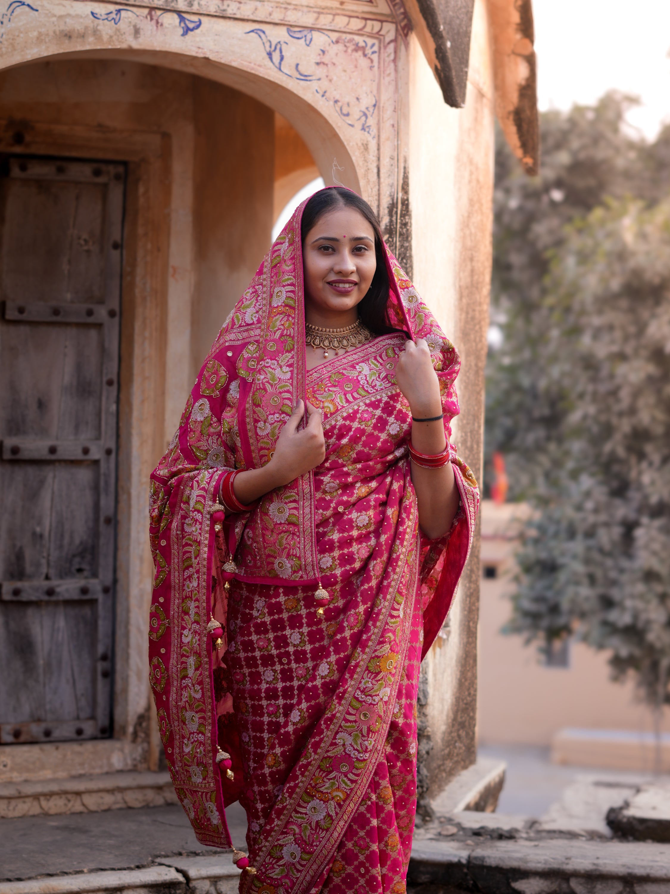 Buy New Minakari weaving Cut danaWork saree KcPc