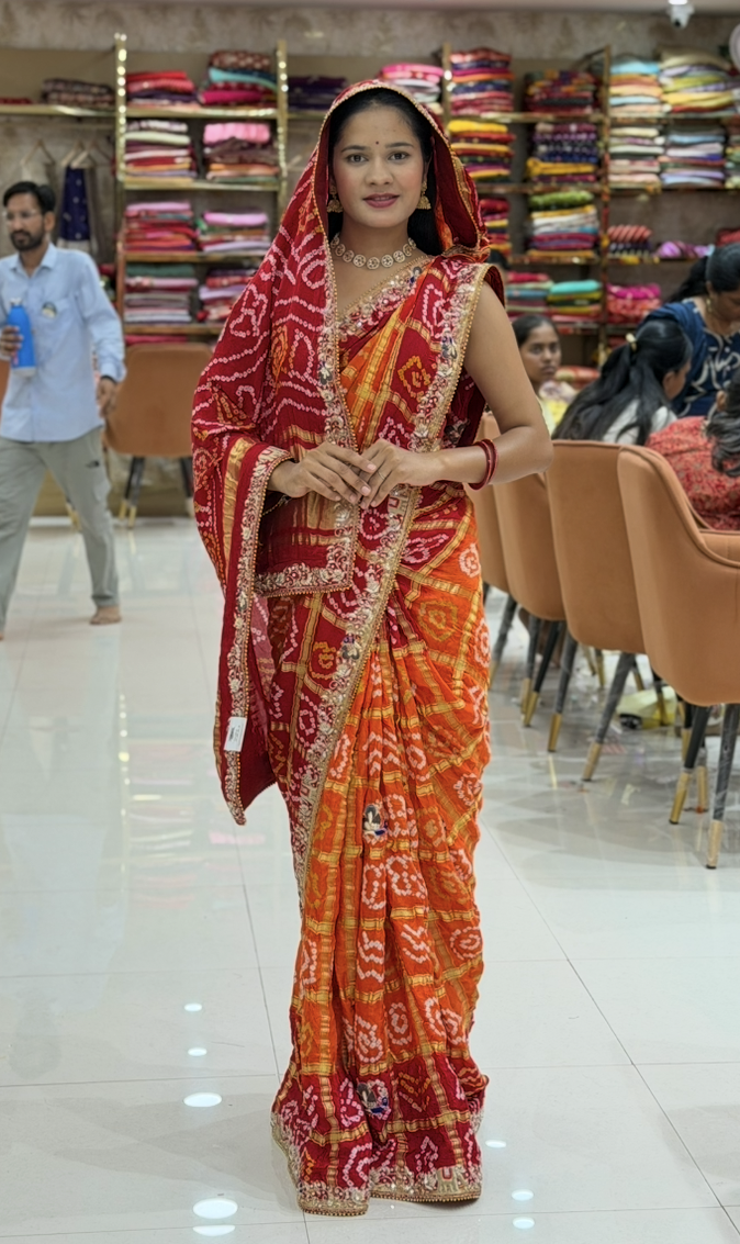 KcPc NewBeautiful Gharchola Style Saree with Premium Zardoji Handwork FinishRS