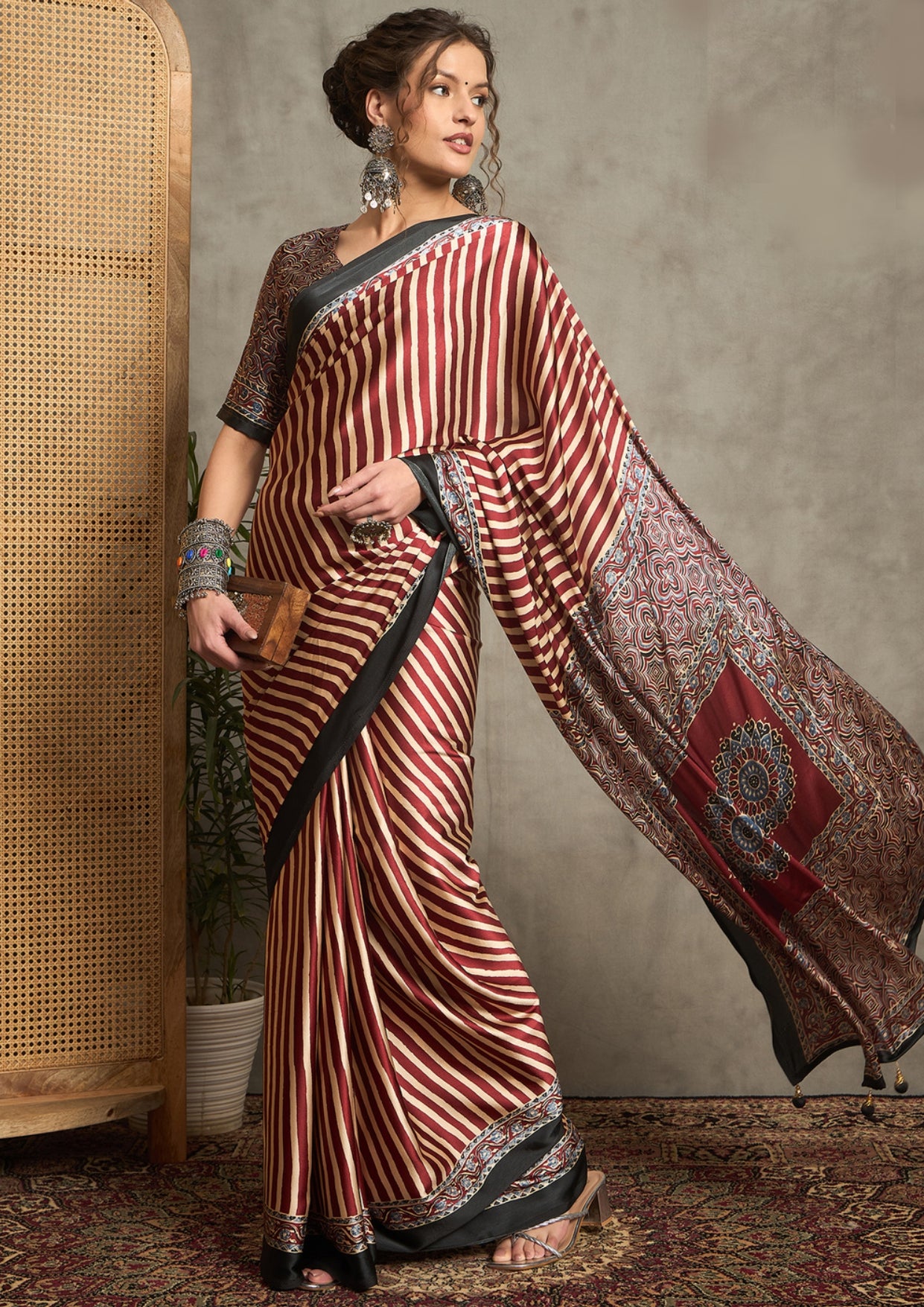 KcPc Latest SilkAjrak Print Party wear Saree APL