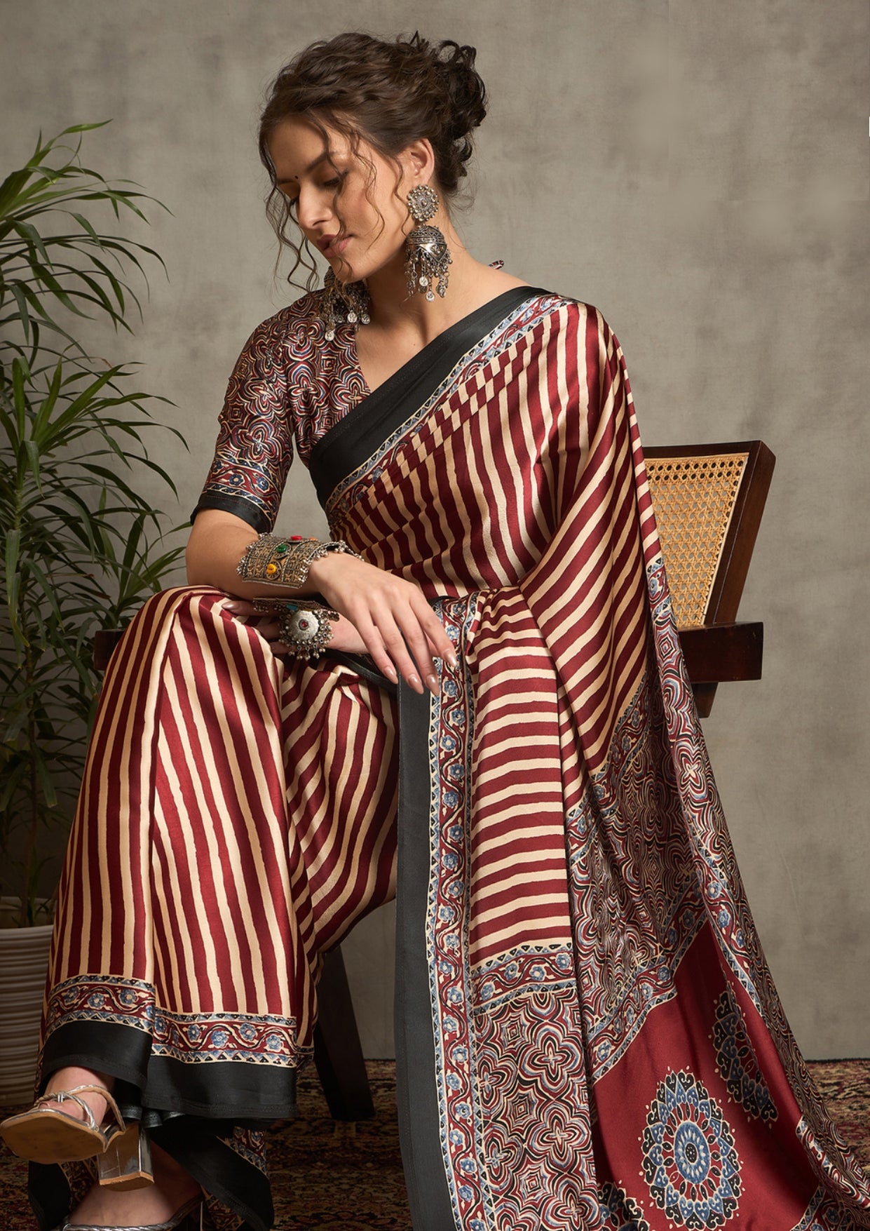 KcPc Latest SilkAjrak Print Party wear Saree APL