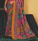 KcPcElegant Pashmina Silk Saree with Beautiful Pashmina Style Foil Print