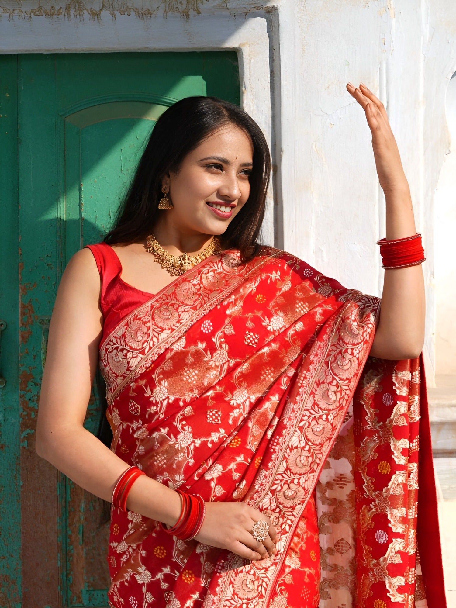 KcPc New Georgatte Banarasi Style With Cutdana Work Saree MOH