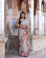 KcPc New Traditional Kalamkari Art in Pure Tissue Silk Saree with Gulin Detailing RB