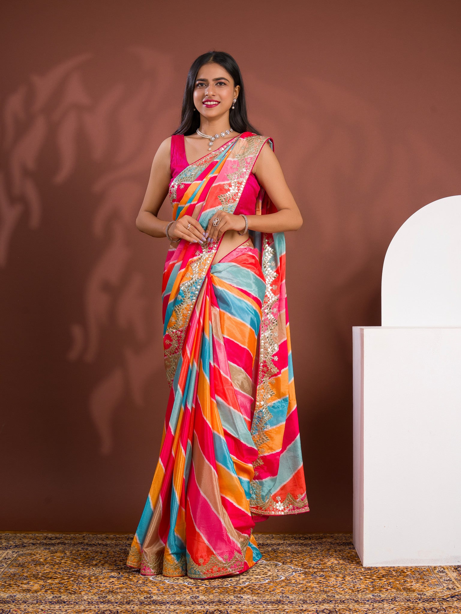 Silk Bollywood Style With Gotapatti Work Saree for festivals season