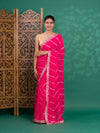 Chiffon Leheriya Style Wih Gotapatti Work Saree in pink colour