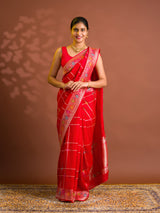 By Bandhani Saree WithZari Weaving
