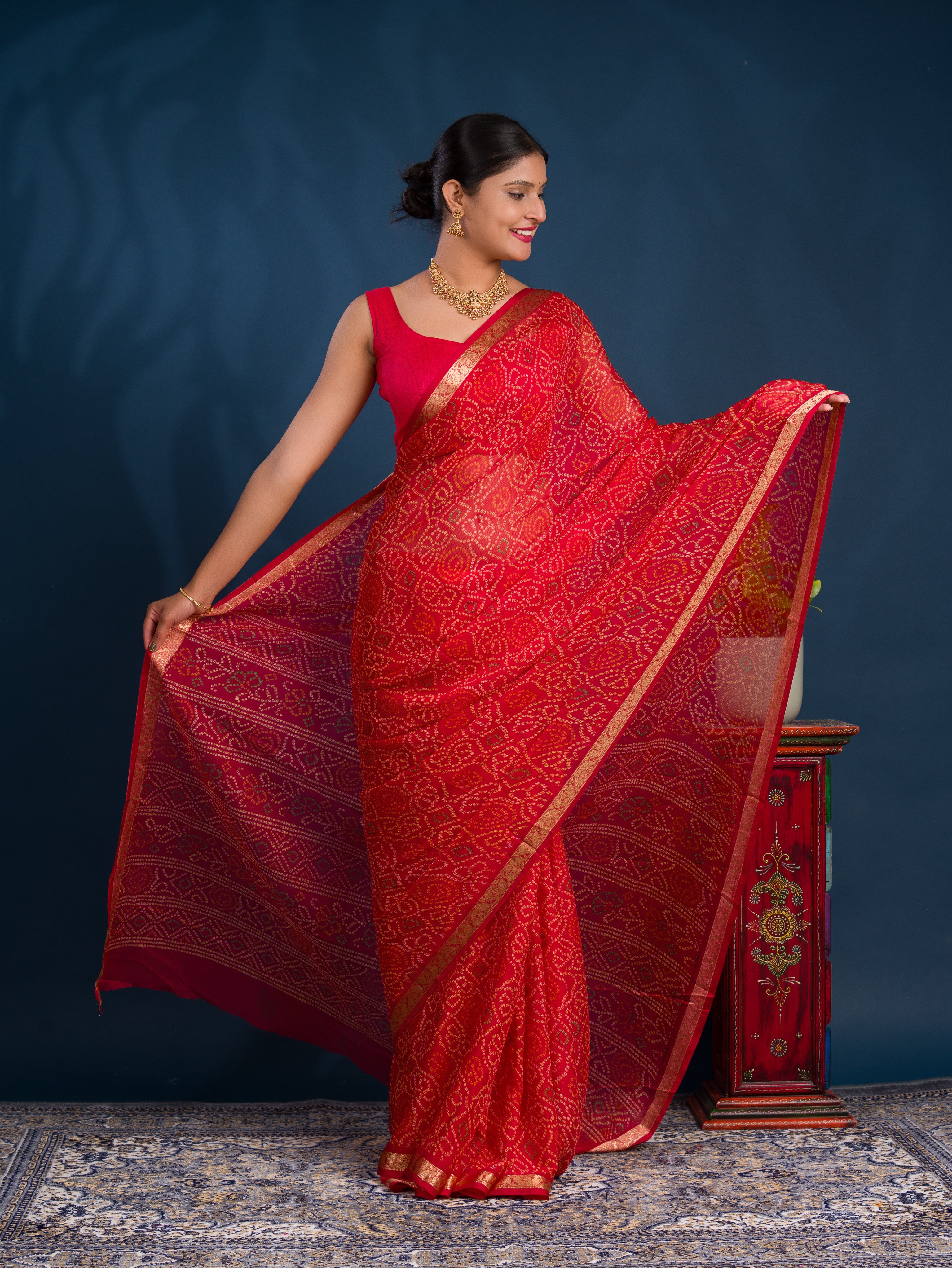 By Bandhani Saree With Casual wear