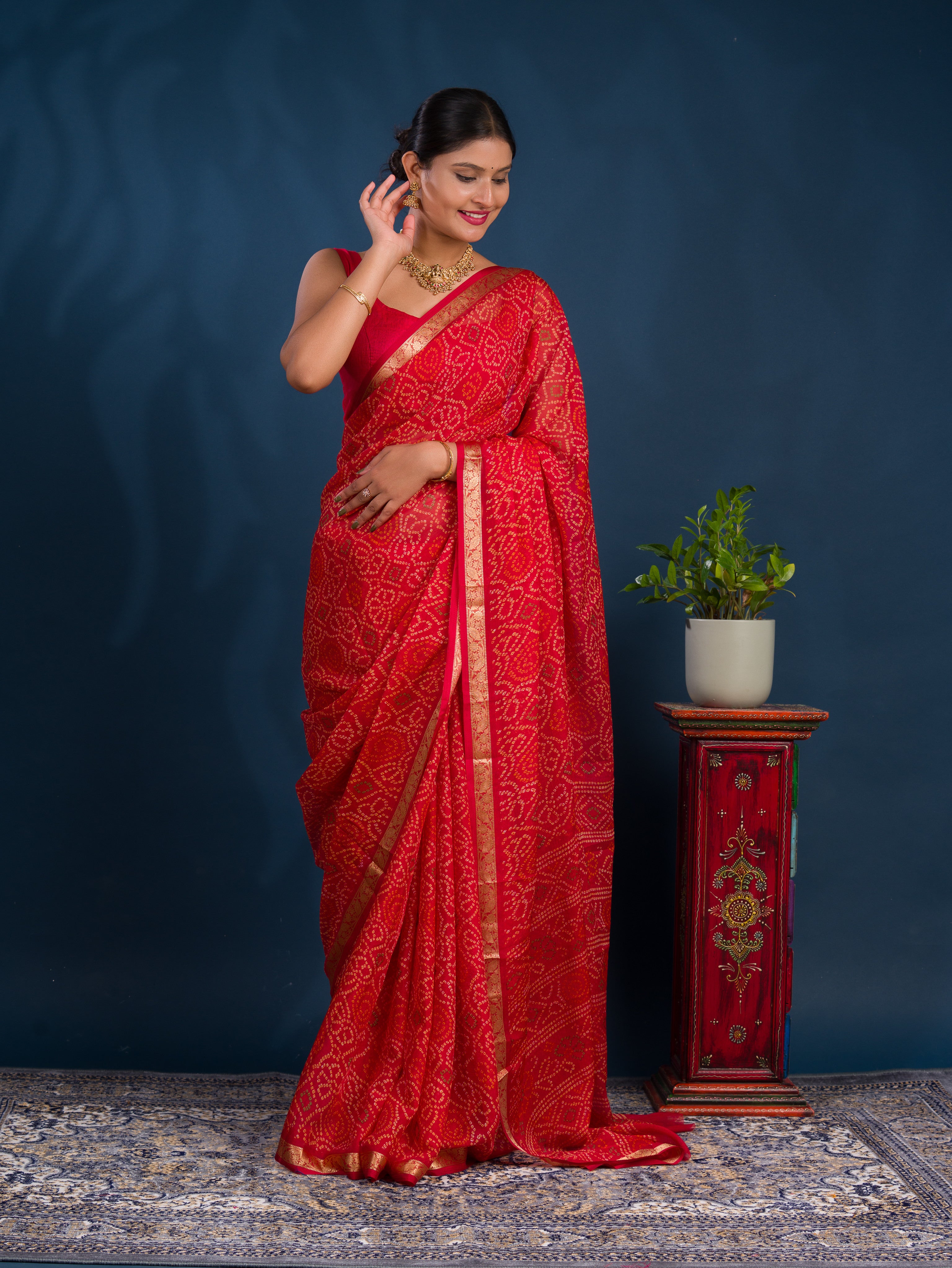By Bandhani Saree With Casual wear