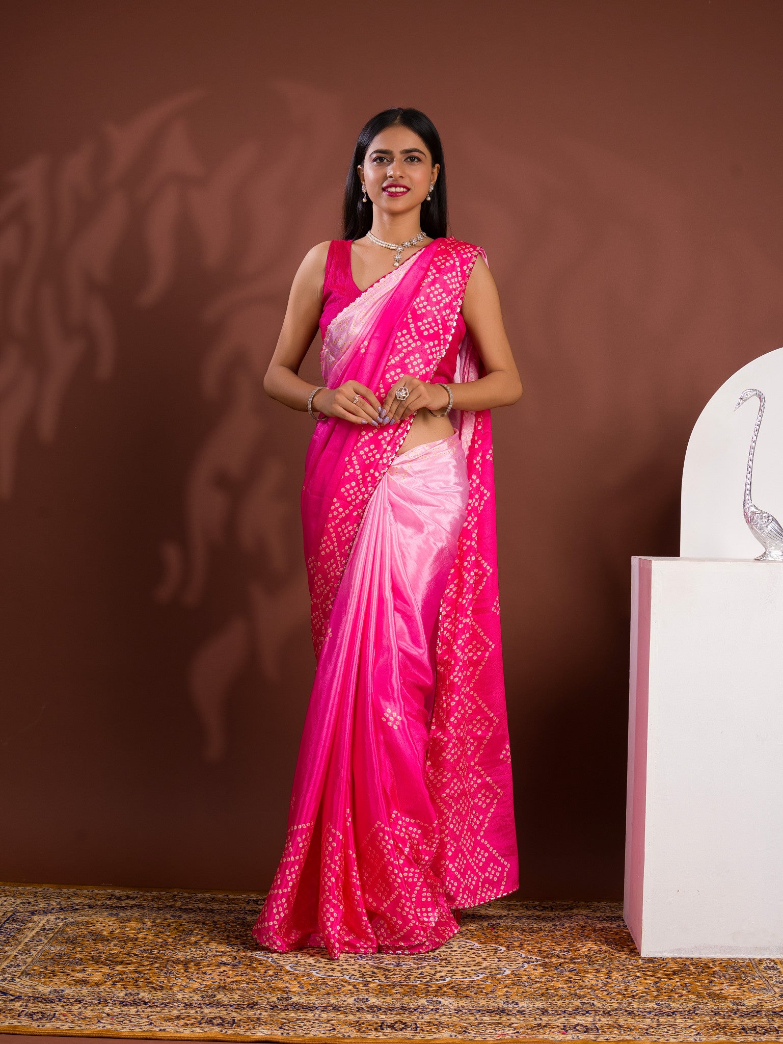 By Bandhani Saree With Gotapatti Work