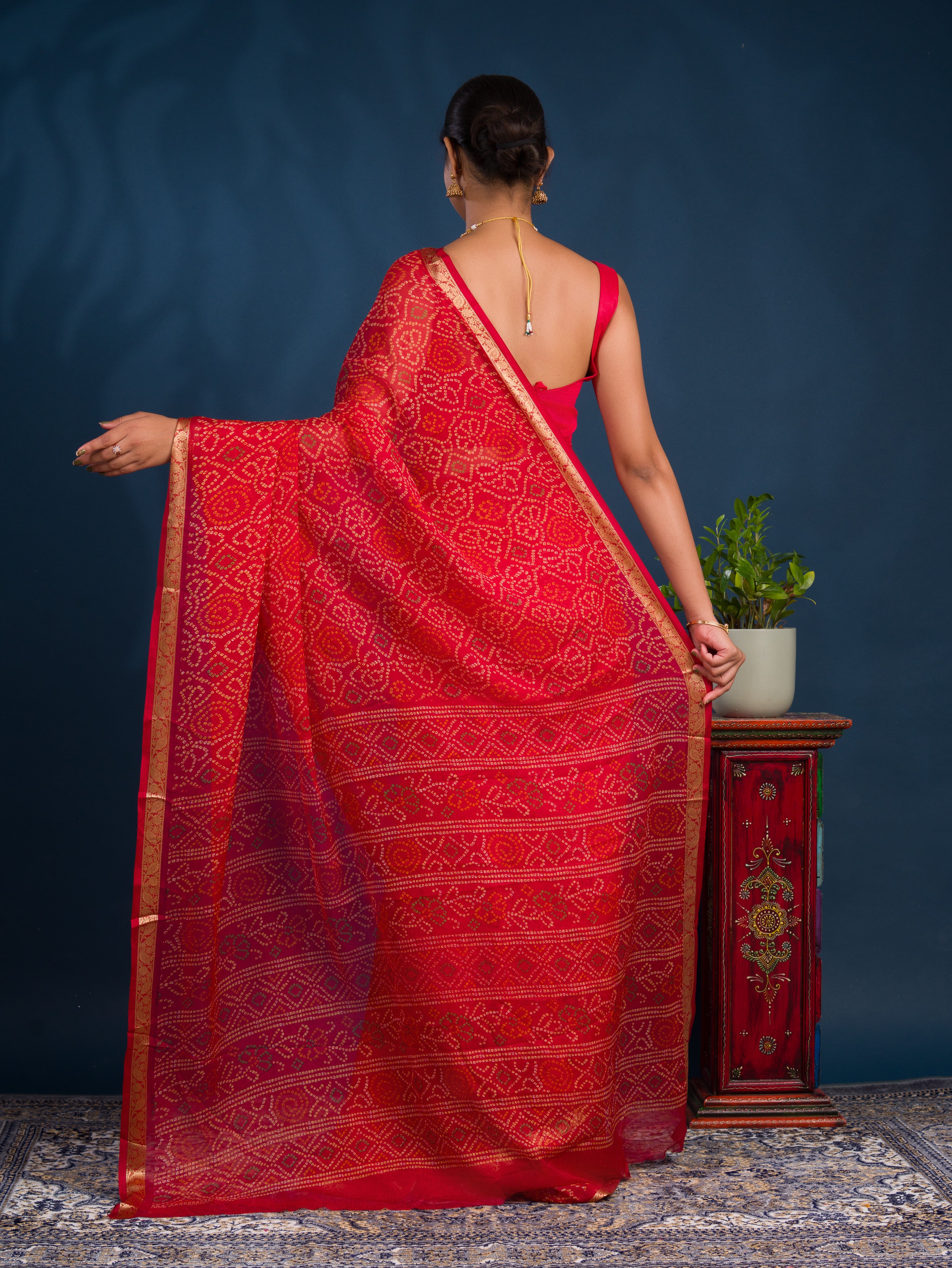 By Bandhani Saree With Casual wear