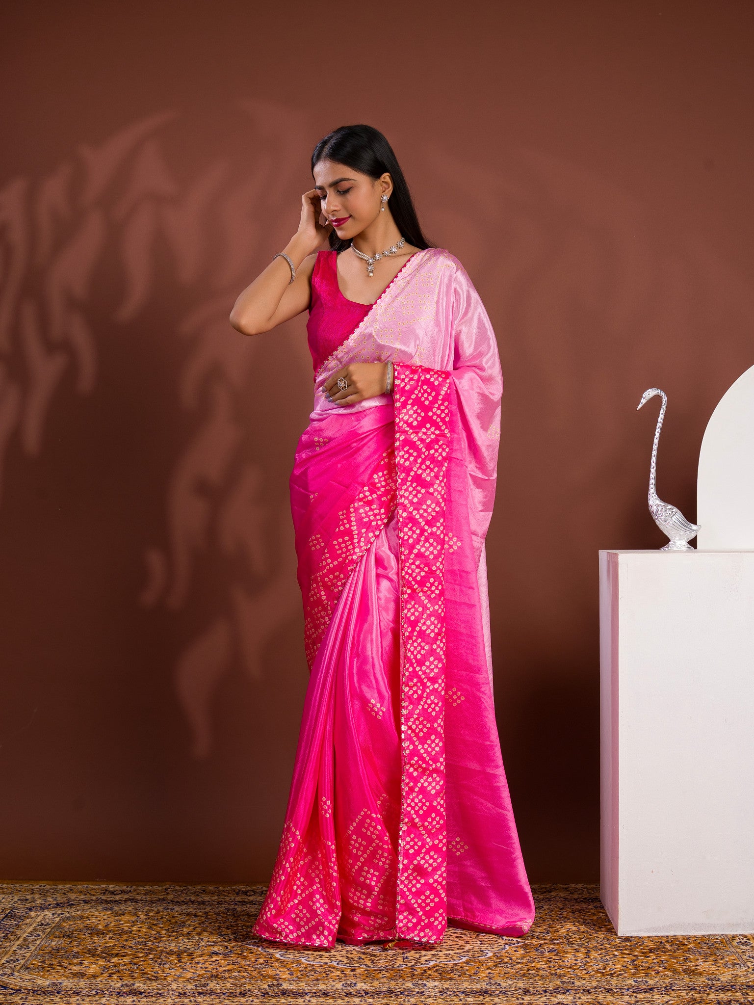 By Bandhani Saree With Gotapatti Work