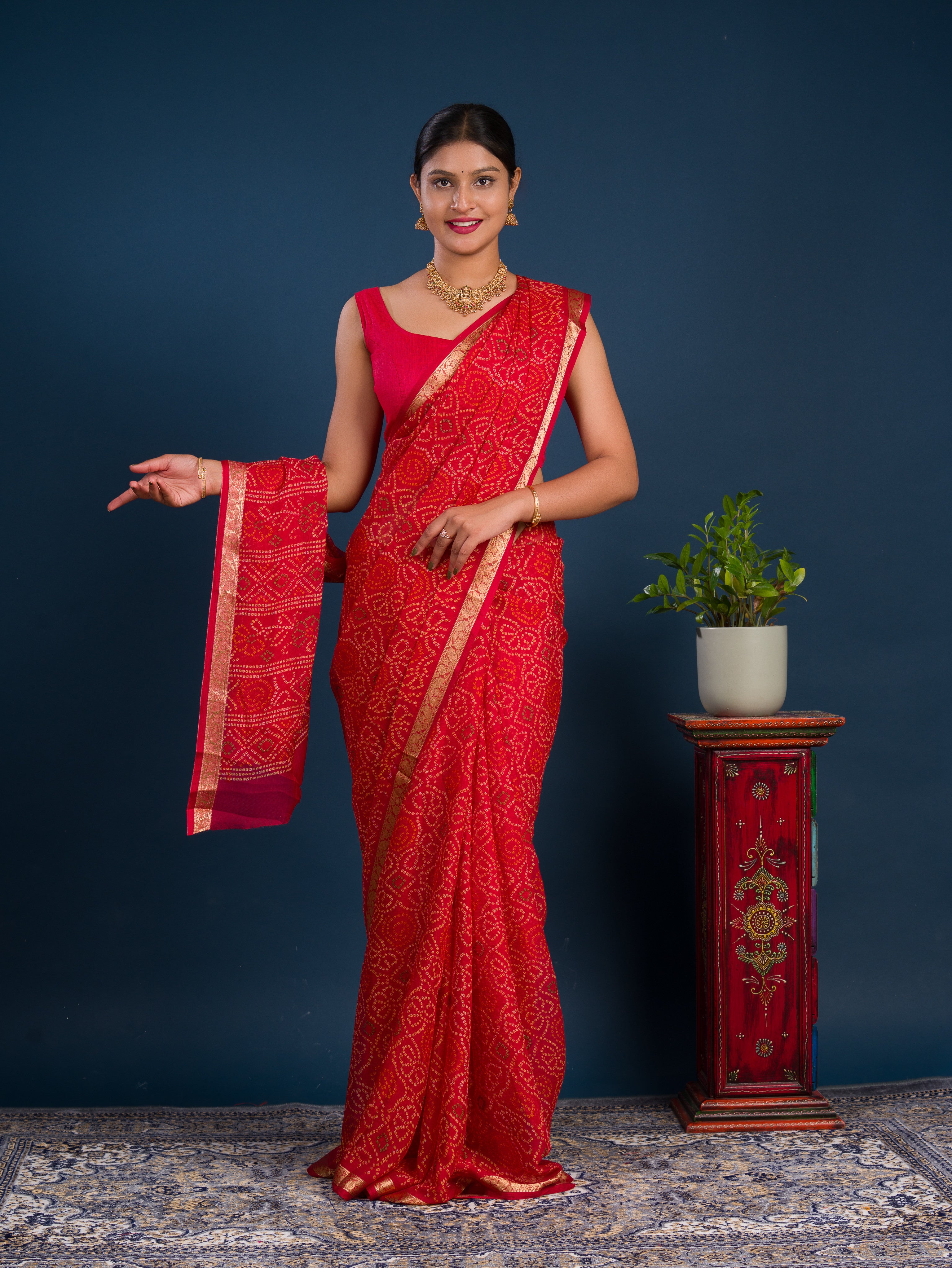By Bandhani Saree With Casual wear