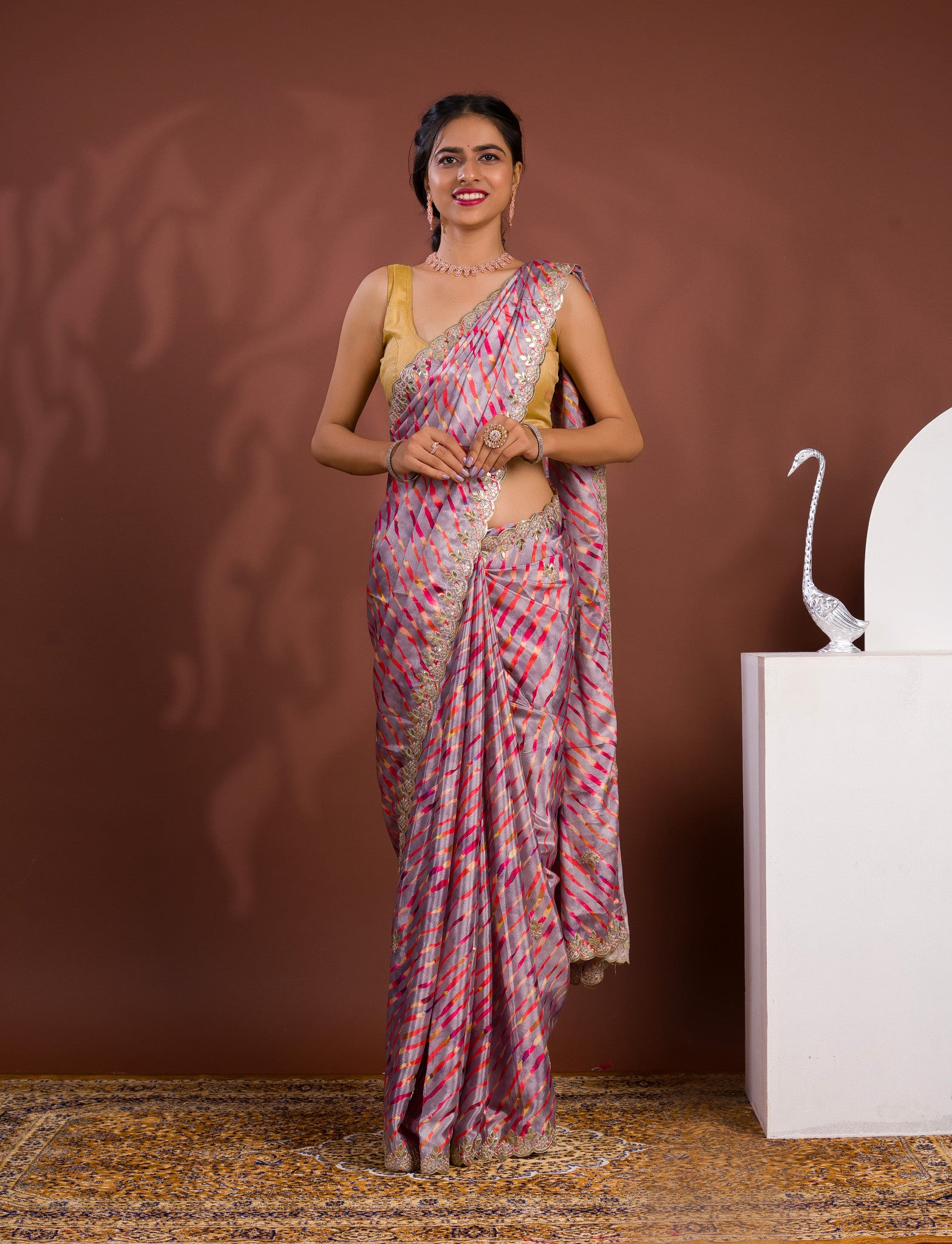 By New Launch Cotton Silk Leheriya Style with Gotapatti Work Saree