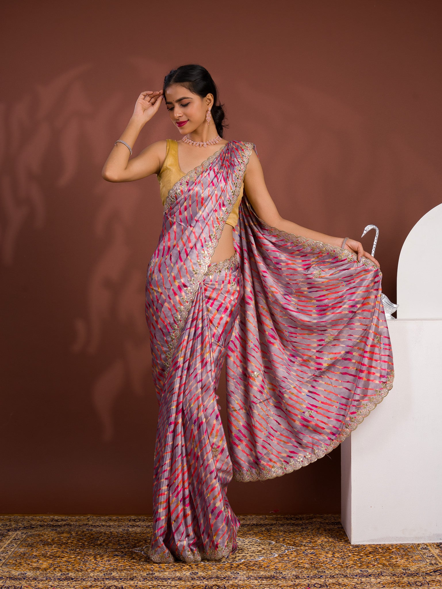 By New Launch Cotton Silk Leheriya Style with Gotapatti Work Saree