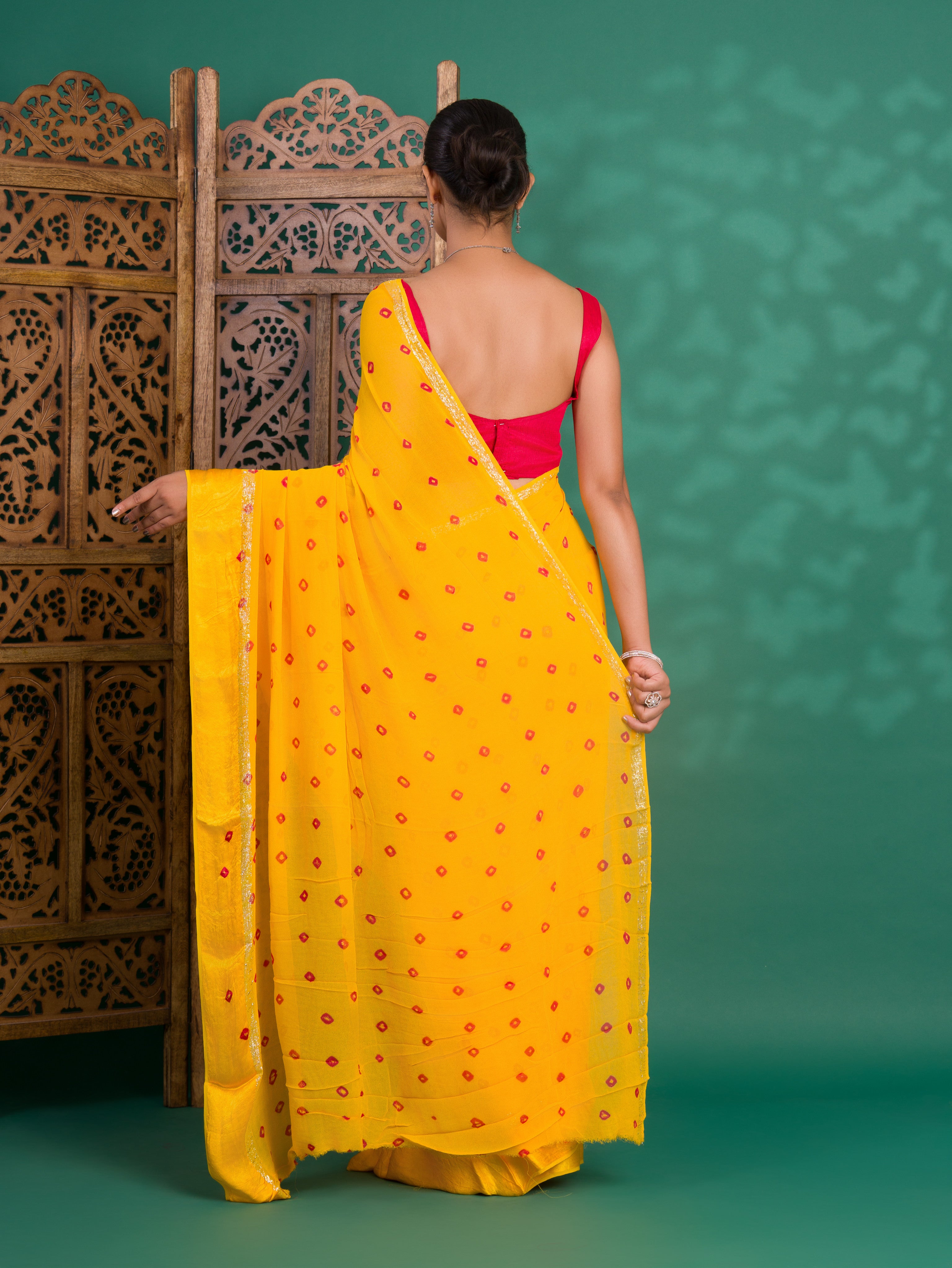 By Bandhani Saree With Casual Wear