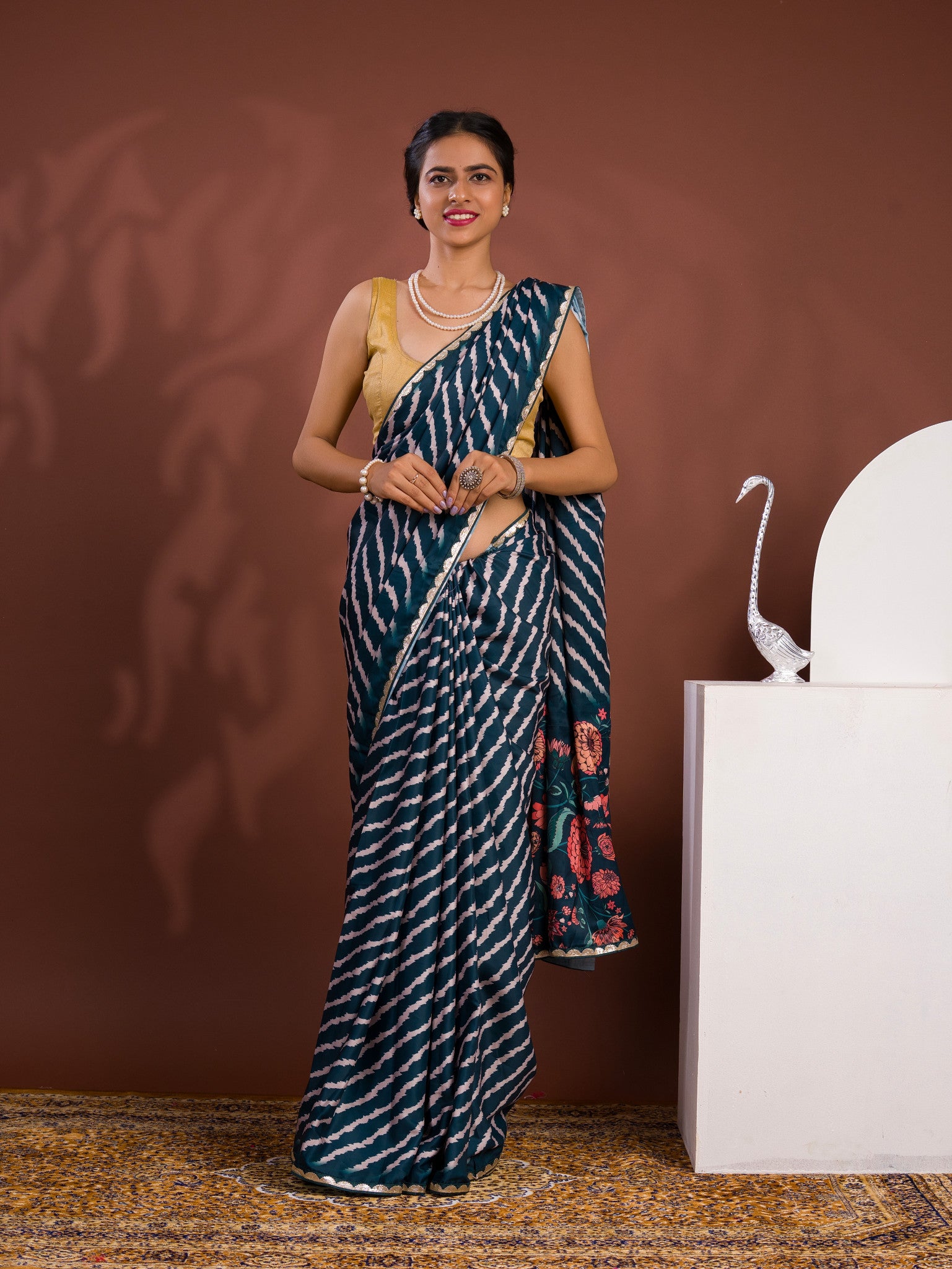 By Latest Leheriya Saree With Gotapatti Border