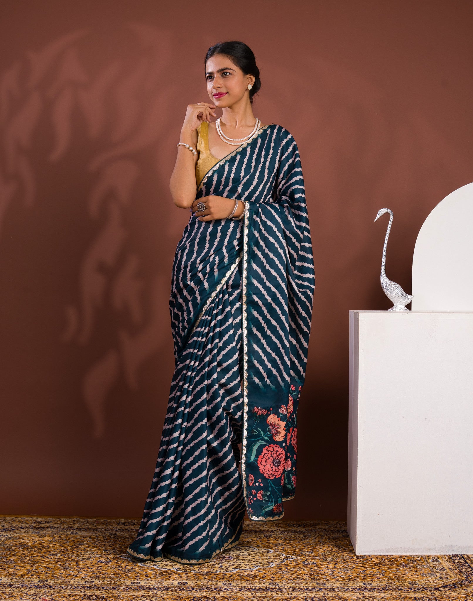By Latest Leheriya Saree With Gotapatti Border