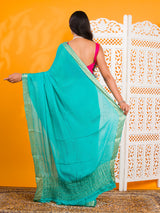 By New Pure Ojariya Chinon Beautiful Zari border Pallu saree
