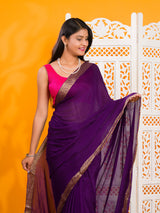 By New Pure Ojariya Chinon Beautiful Zari border Pallu saree