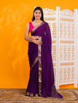 By New Pure Ojariya Chinon Beautiful Zari border Pallu saree