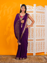 By New Pure Ojariya Chinon Beautiful Zari border Pallu saree